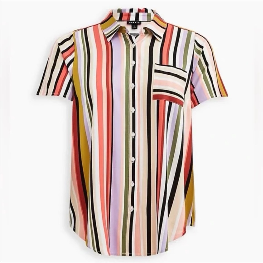 Torrid Multicolor Striped Button Down Stretch Cha… - image 3